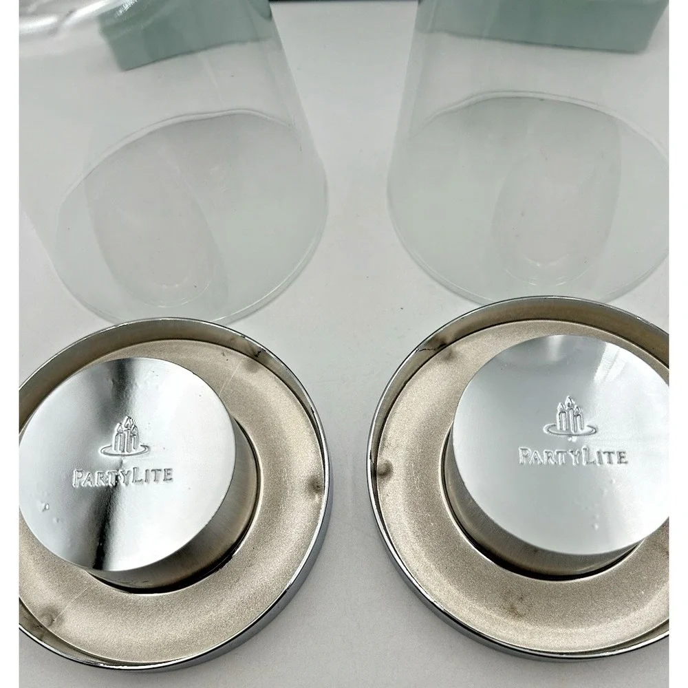 Partylite Versatility Votive Tealight Candle Holders Pair Fillable Glass Bottom - Picture 5 of 14